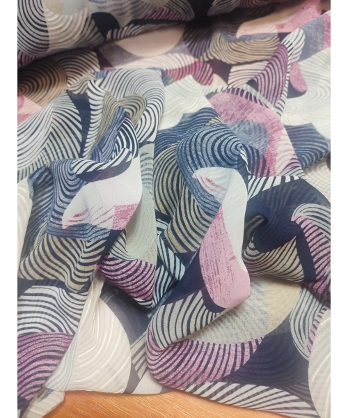 Delikatna tkanina szyfon - wzór w pastelowych kolorach